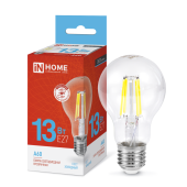Лампа светодиодная LED-A60-deco 13Вт 230В Е27 6500К 1370Лм прозрачная IN HOME