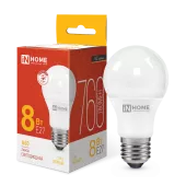 Лампа светодиодная LED-A60-VC 8Вт 230В Е27 3000К 720Лм IN HOME