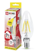 Лампа светодиодная LED-СВЕЧА-deco 7Вт Е14 3000К 630Лм прозрачная IN HOME